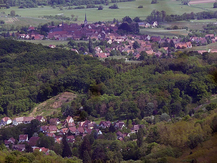 Le village vu du Mont Sainte Odile - Mittelbergheim