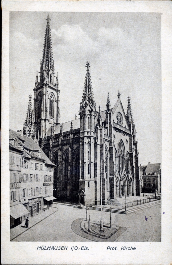 L'église, vers 1920 (carte postale ancienne). - Mulhouse