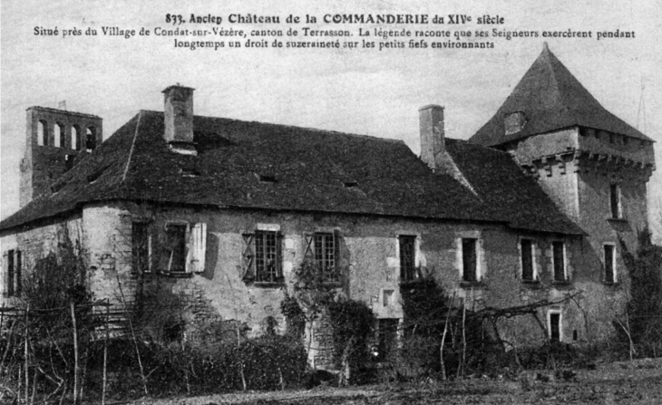 Château de la Commanderie du XIVe siècle, vers 1910 (carte postale ancienne). - Condat-sur-Vézère