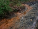 L'écoulement de l'eau ferrugineuse de la fontaine rouilleuse vers la Laurina.