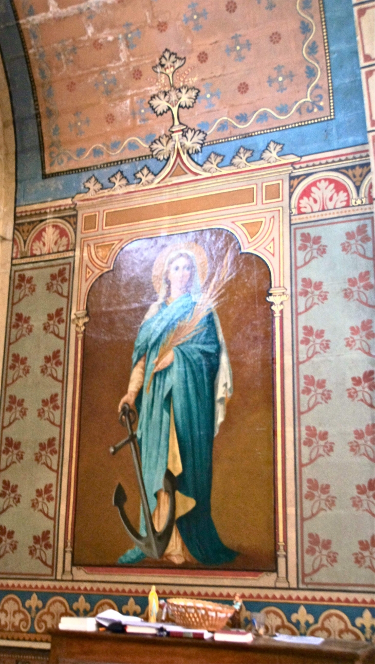 Sainte Philomène. Peinture de la chapelle latérale nord. Eglise Notre Dame. - Monségur