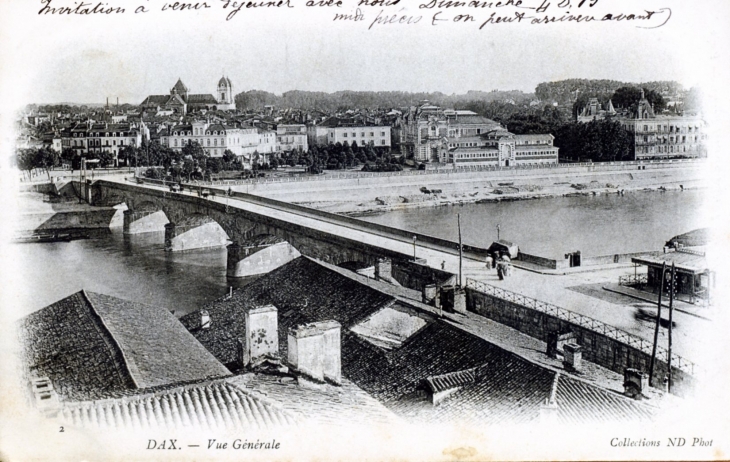 Vue Générale, vers 1904 (carte postale ancienne). - Dax