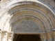 Eglise de saint-Luperc. Tympan du portail occidental, profondément retaillé par le Sculteur de Montpellier Layrolle.
