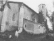 Le chevet de l'église Saint-André de Bouau (photo prise en 1980, églises anciennes du Gabardan).