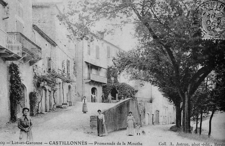 Promenade de la Mouthe, vers 1910 (carte postale ancienne). - Castillonnès