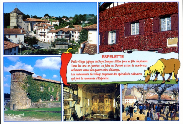Le Village (carte postale de 1990). - Espelette
