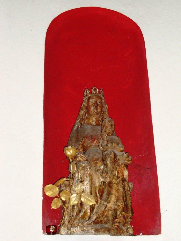 Licq-Athérey (64560) à Athérey, église: statuette Vierge et Enfant