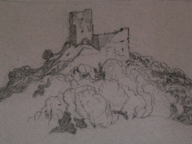 Ruines de la tour de Falhiès en 1900, avant le vol des pierres - Velzic