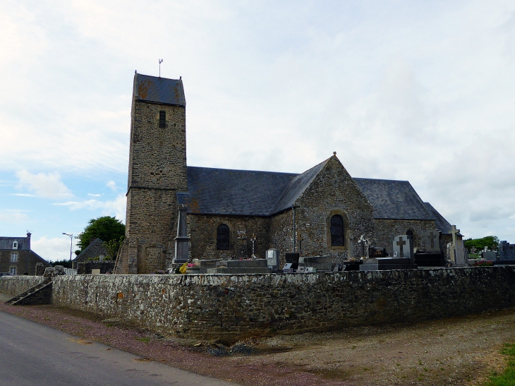 L'église. Le 1er Janvier 2016 les communesBaudreville, Bolleville, Glatigny, La Haye-du-Puits, Mobecq, Montgardon, Saint-Rémy-des-Landes, Saint-Symphorien-le-Valois et Surville  ont fusionné  pour former la nouvelle commune La Haye.