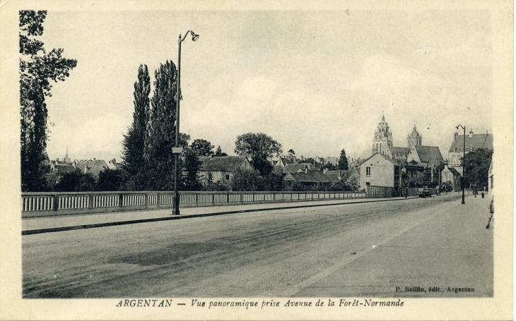 Vue panoramique prise Avenue dela Forêt-Normande (carte postale de 1941) - Argentan