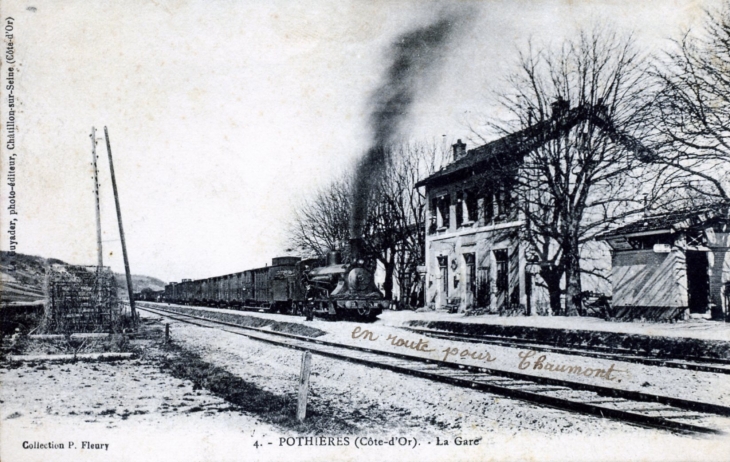 La Gare, vers 1912 (carte postale ancienne). - Pothières