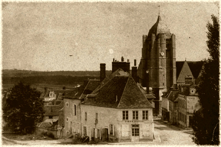 Eglise, ancien clocher en 1887 - Seignelay