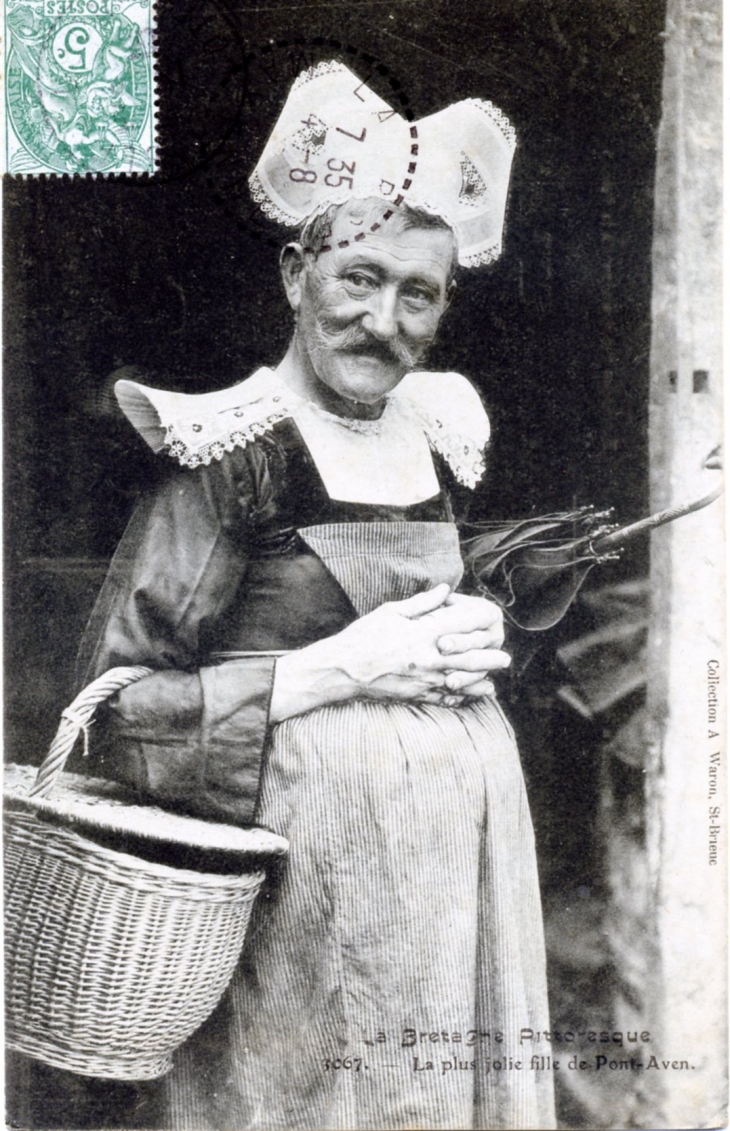 La plus jolie fille de Pont Aven, vers 1907 (carte postale ancienne). - Pont-Aven