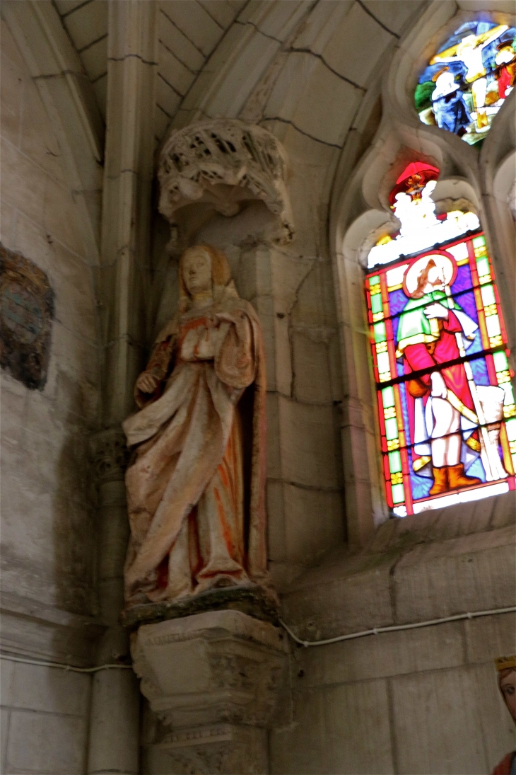 Eglise Saint Sulpice : Statue polychrome du moyen age. - Palluau-sur-Indre