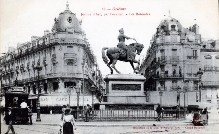 Jeanne d'Arc, par Foyatier - Les Rotondes, vers 1910 (carte postale ancienne). - Orléans