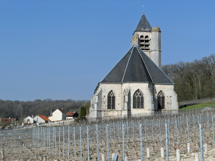 L'église vue des vignes - Bethon