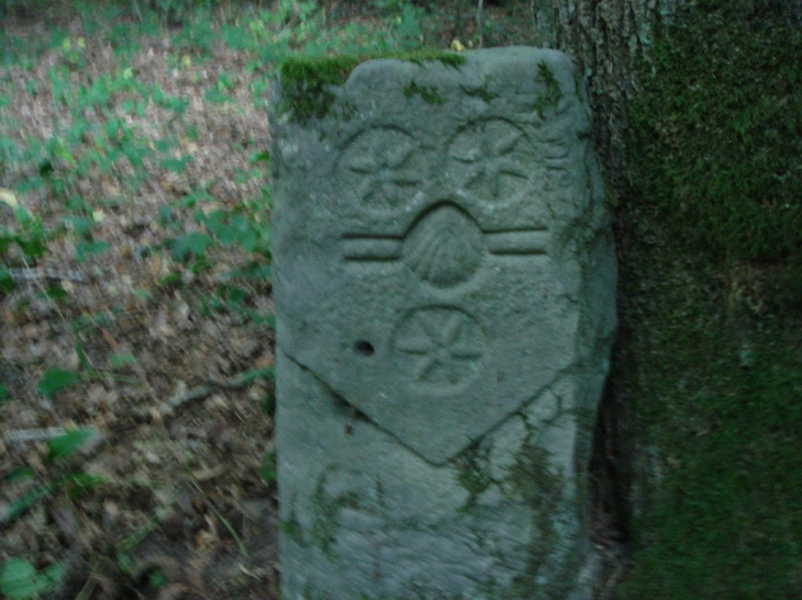 Borne située sur votre commune,auriez vous une indication sur le blason inscrit sur la pierre,svp merci - Montgenost
