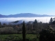 Effet de brume matinale sur Riventosa et la vallée du Tavignano depuis Santo Pietro