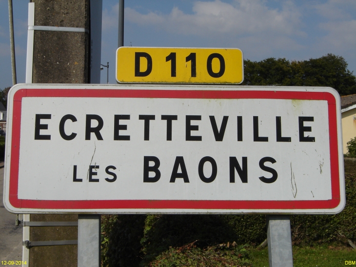 Panneau d'entrée. Départementale 110. - Écretteville-lès-Baons
