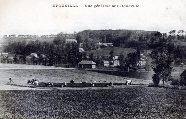 Vue généralle sur Rolleville; vers 1916 (carte postale ancienne). - Épouville
