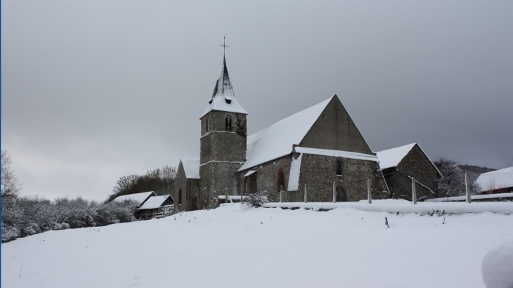 L'église de St Germain sous la neige - Saint-Germain-d'Étables