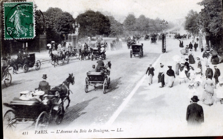 Avenue du Bois de Boulogne, vers 1907 (carte postale ancienne). - Paris 16e Arrondissement