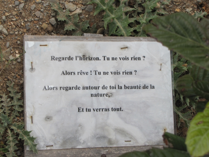 Abbaye St Félix de Monceau. une des citations parsemées dans les jardins - Gigean