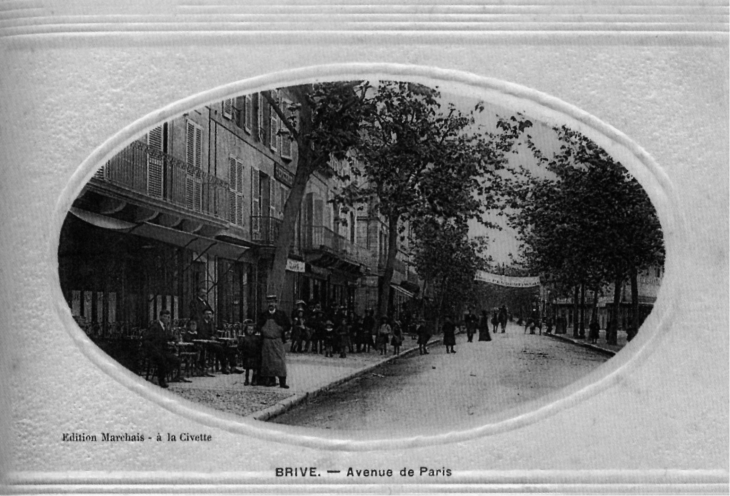 Avenue de Paris, vers 1910 (carte postale ancienne). - Brive-la-Gaillarde