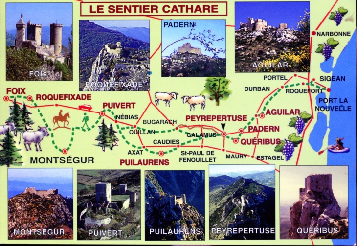 Le Sentier Cathare (carte postale). - Foix