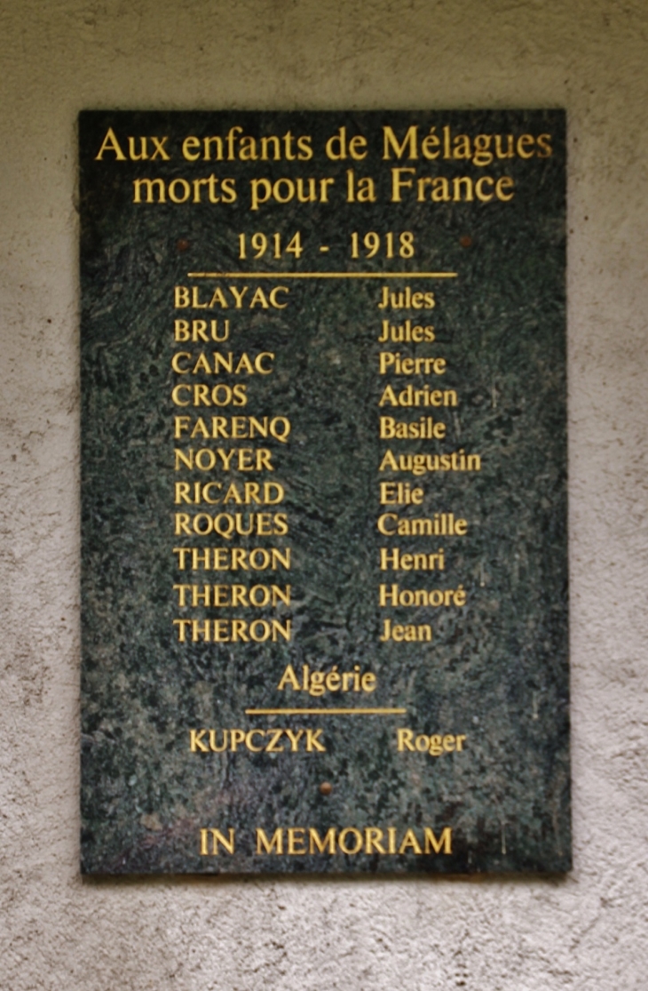 Monument-aux-Morts  - Mélagues