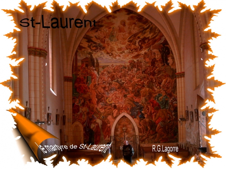 Grande fresque à l'intérieur de l'église de René-Gaston Lagorre - Saint-Laurent