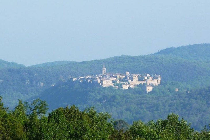 Le village vu de la forêt de Grésigne - Puycelci