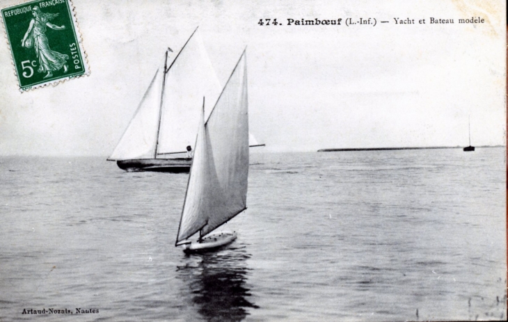 Yatch et Bateau Modèle, vers 1908 (carte postale ancienne). - Paimbœuf