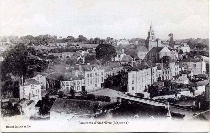 Panorama d'Ambrières, vers 1905 (carte postale ancienne). - Ambrières-les-Vallées