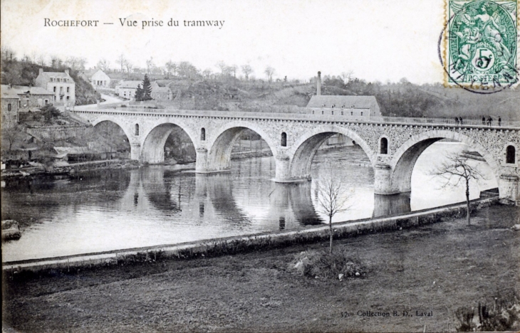 Vue prise du Tramway, vers 1907 (carte postale ancienne). - Andouillé