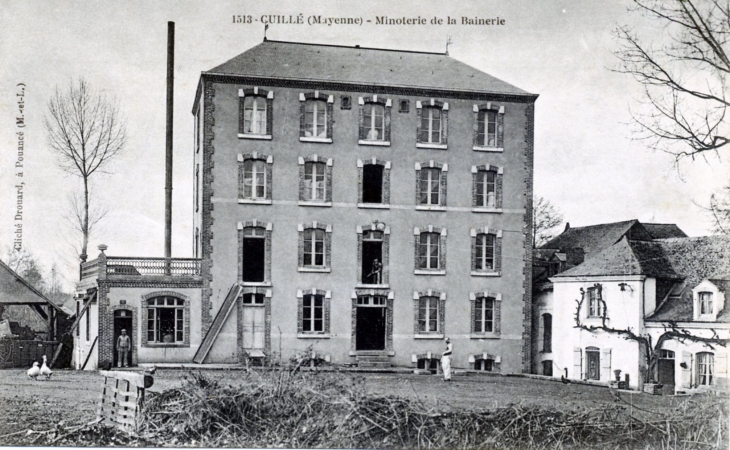 Minoterie de la Bainerie, vers 1916 (carte postale ancienne). - Cuillé