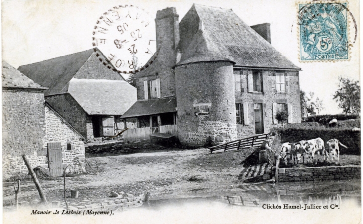 Le Manoir de Lesbois, vers 1905 (carte postale ancienne).