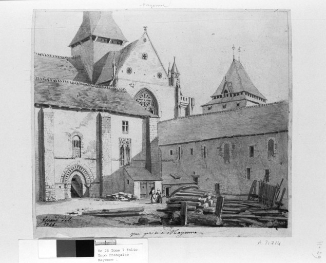 1846, vue sur l'église. - Mayenne
