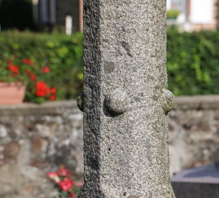Le fût sculpté de la croix hosannière - Rennes-en-Grenouilles