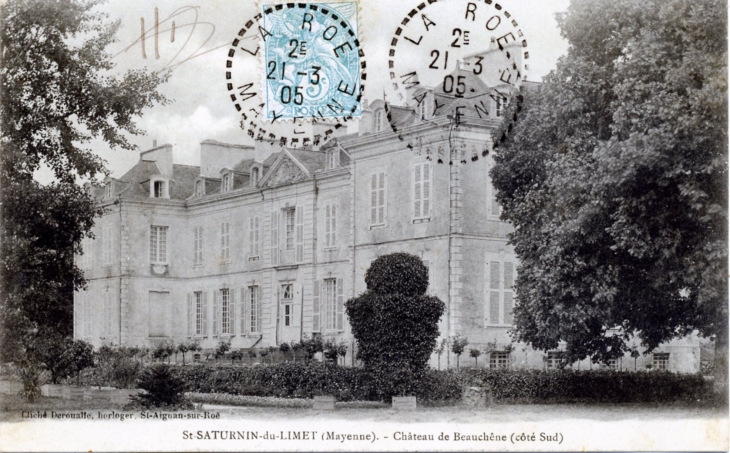 Château de Beauchêne (côté sud). Vers 1905 (carte postale ancienne). - Saint-Saturnin-du-Limet