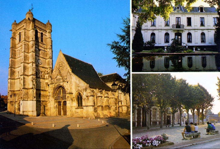 Eglise Sainte Croix du XVe - Maison de retraite - Place du 8 mai 1945, vers 1990 (carte postale). - Caix