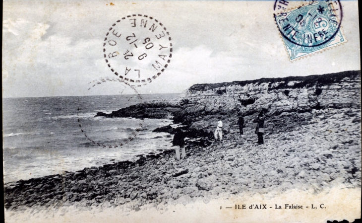 La Falaise, vers 1905 (carte postale ancienne). - Île-d'Aix