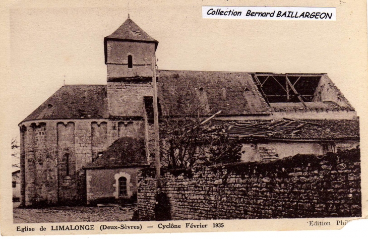 Eglise de Limalonges - Cyclone de Février 1935