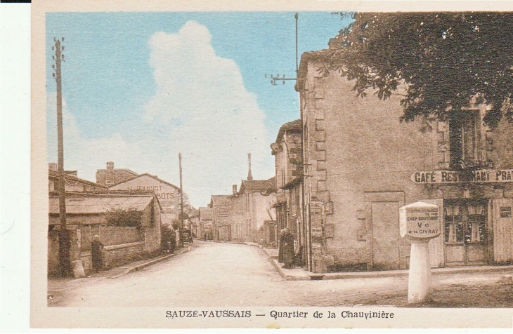 Carte ancienne avec un borne Michelin aujourd'hui disparue quatier la chauviniére - Sauzé-Vaussais