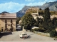 Entrée du village, l'hôtel Liotard, l'église et le grand Morgon (carte postale vers 1960)