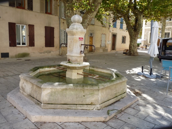 La fontaine sur la place devant la mairie - Plan-de-la-Tour