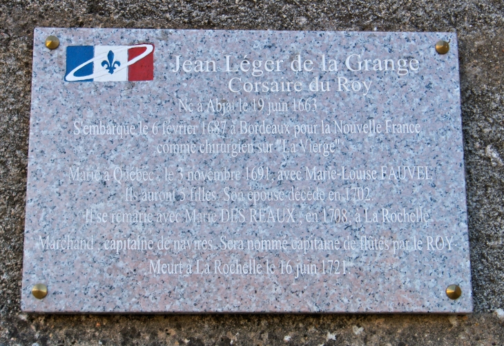 Jean Leger de la grange, corsaire du Roy, né à Abjat le 9 juin 1663. - Abjat-sur-Bandiat