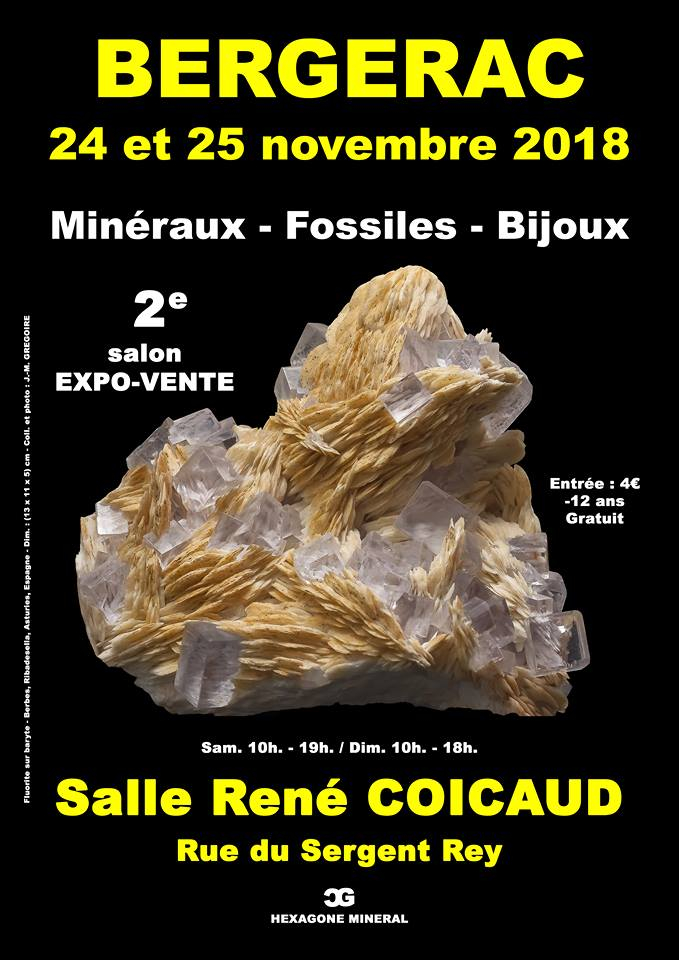 Affiche Salon Minéraux Fossiles Bijoux / 24 et 25 novembre 2018 - Bergerac