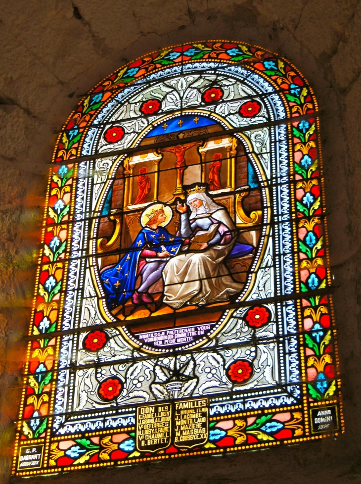 Saint-Louis avec sa Mère - vitrail de Gustave Pierre Dagrant. - Saint-Louis-en-l'Isle