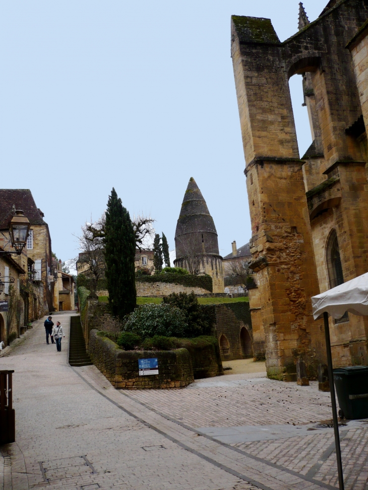 Près de la Cathédrale Saint-Sacerdos, au fond la Lanterne des morts. - Sarlat-la-Canéda